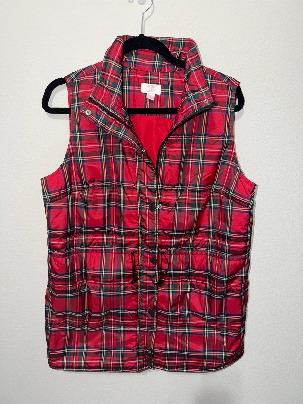 Belle by Kim Gravel Red Plaid Puffer Vest